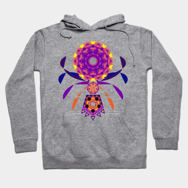 Mandala Orb Web Spider | Amethyst Ruby Citrine Yellow Red Purple White Hoodie by aRtVerse